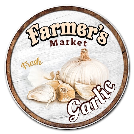 Farmers Market Garlic Circle Corrugated Plastic Sign